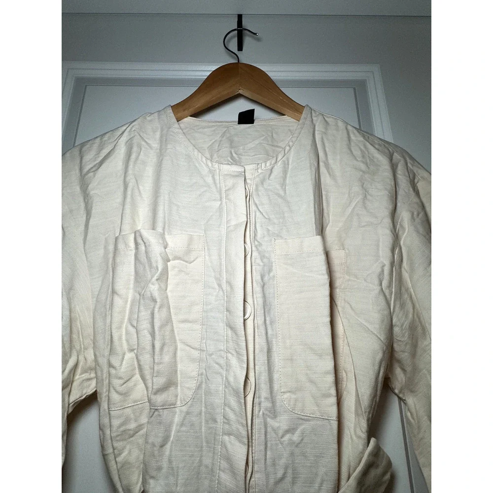 SHEIN Casual Linen 3/4 Sleeve Shorts Romper Jumpsuits With Belt Size 6 / Medium - Picture 7 of 11
